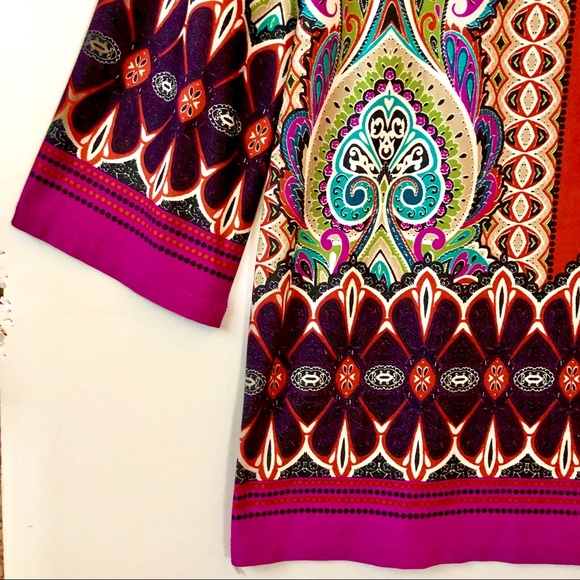 Funky Boho Boxy 3/4 Sleeve Blouse - Picture 3 of 4